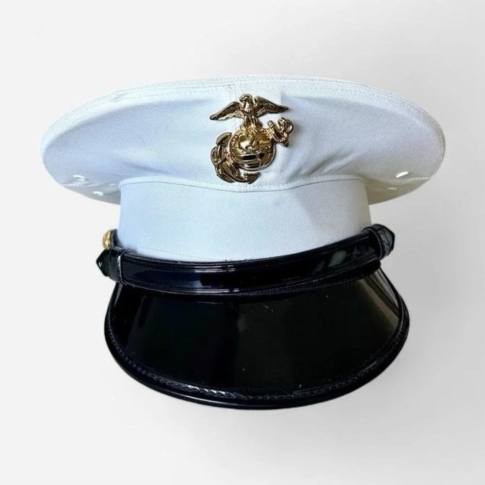 USMC Marine Corps Dress White Service Cap Bernard 6 5/8 EGA Military Hat